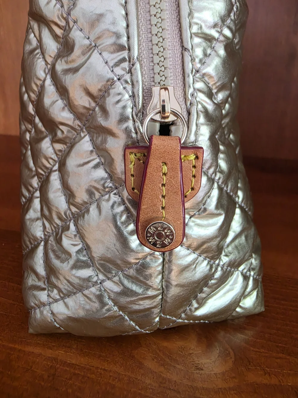 MZ Wallace Metallic Gold Quilted Medium Pouch Bag - Picture 4 of 9